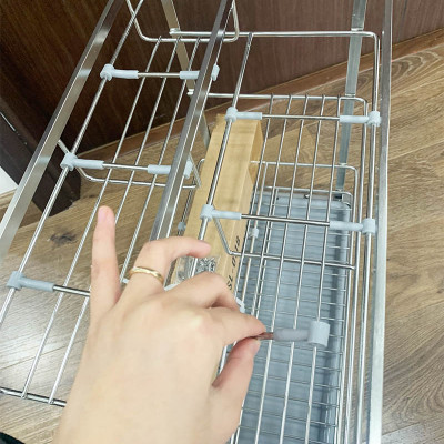 Giá gia vị inox 304 cho tủ bếp bảo hành vĩnh viễn han gỉ 3 tầng để đồ