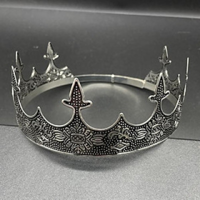 Vương miện nam tròn cao 6,5cm màu đen vân bạc
