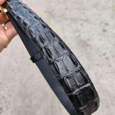 BIG SALE..! Thắt Lưng Cá Sấu CÓ GÙ RẤT ĐẸP TS106V (mặt vàng)