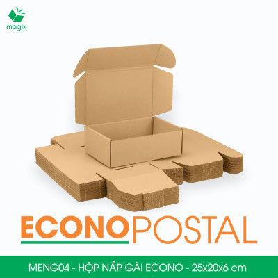 MENG04 - 25x20x6 cm - 20 Hộp carton nắp gài đóng hàng giá rẻ, hộp gói hàng, hộp quà thời trang