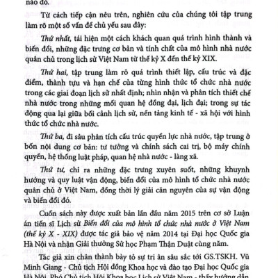 MÔ HÌNH TỔ CHỨC NHÀ NƯỚC Ở VIỆT NAM THẾ KỶ X - XIX