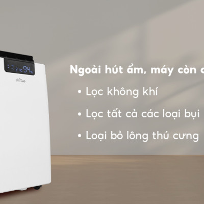 Máy hút ẩm gia dụng chính hãng Dorosin ER-650E (80m2)/Công suất hút ẩm 50lít/ngày/Cảm ứng điện tử thông minh