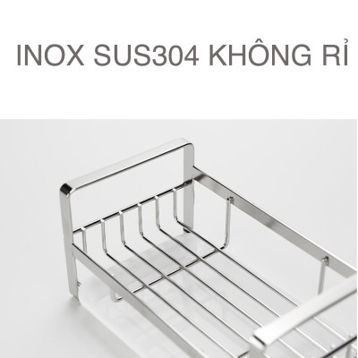 Kệ để đồ rửa bát có khay nhựa dán tường inox 304 Hobby Home Decor KRC1