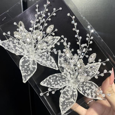 Cài tóc cô dâu kim sa trắng đính đá mẫu mới