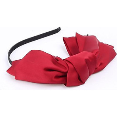 Cài Tóc Đính Nơ Vải Lụa Màu Đỏ Đô Trơn - Mã CT037