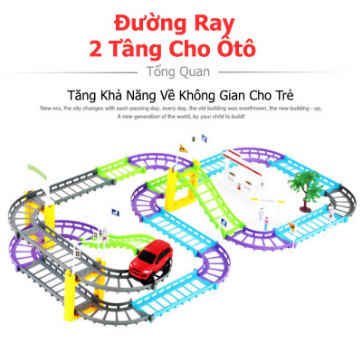 Hộp Đồ Chơi Lắp Ráp Đường Ray Xe Ôtô Chạy Pin Cho Bé