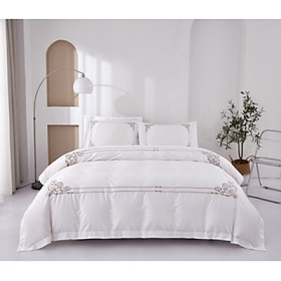 Bộ chăn ra Casa Bello Home -Set Victoria Sand Bộ chăn ga gối Cotton satin thêu họa tiết thêu 5 món