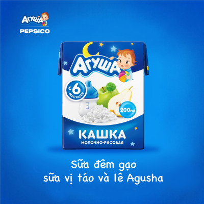 Combo 10 hộp Sữa đêm gạo sữa vị táo và lê Agusha 200ml/hộp