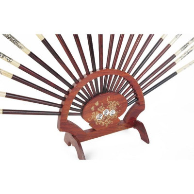 Bộ đũa thờ 10 đôi + giá rẻ quạt bằng gỗ Hương (CTH790) Hoa văn phong thủy đẹp mắt ️