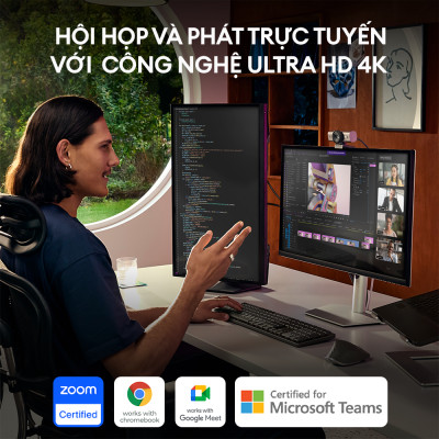 Webcam Logitech MX BRIO 4K ULTRA HD Đen/Xám - Hàng Chính Hãng