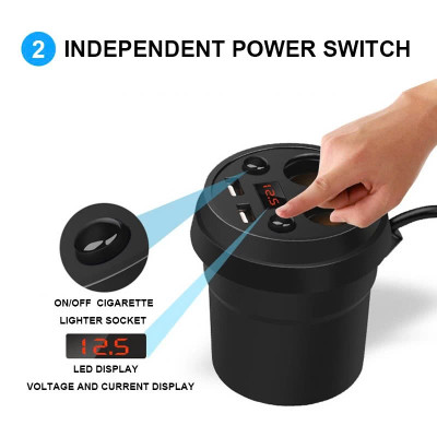 X25 – Bộ Chia Tẩu Sạc Ô Tô Cao Cấp Có Màn Hình Điện Áp, 2 USB, Công Suất Khủng 250W , đèn tần