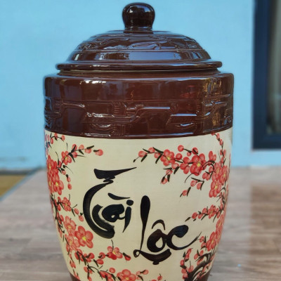 Hũ đựng gạo loại 20kg gốm Gia Hưng Bát Tràng