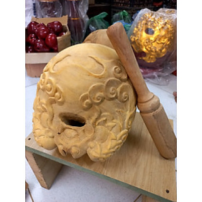 MÕ TỤNG KINH PHẬT BẰNG GỖ MÍT ĐỂ MỘC KHÔNG DÁC KT 17CM