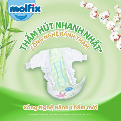 (MẪU MỚI CẢI TIẾN) Tã/bỉm DÁN Molfix size XL60 miếng cho bé 12-15kg