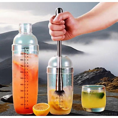 Bình Lắc pha chế, dụng cụ pha chế Bình Lắc Cocktail Shaker Nhựa Có Vạch Chia mil rõ nét Pha Chế Trà Sữa Trà Chanh, Cocktail , Cafe 