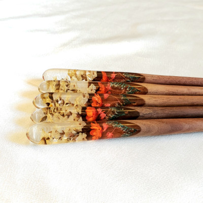 TRÂM CÀI TÓC GỖ-RESIN-ỐNG-SNOWY CAM & SAO 