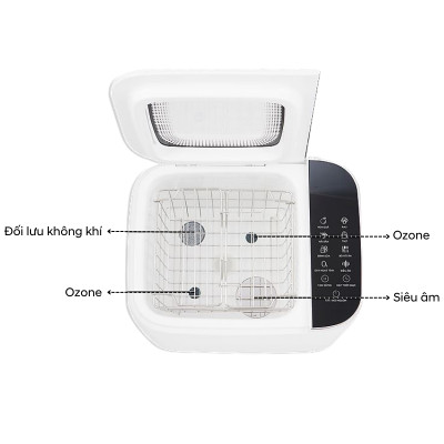 Máy rửa thực phẩm đa năng Ecomama dung tích 11L công nghệ Ozone và sóng siêu âm Công suất 65w - Hàng chính hãng