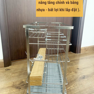 Giá gia vị inox 304 cho tủ bếp bảo hành vĩnh viễn han gỉ 3 tầng để đồ