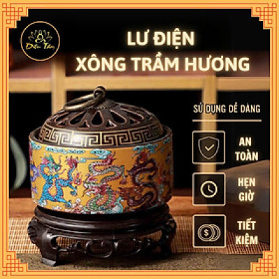 Lư điện xông trầm hương lư xông trầm size to có hẹn giờ có bảo hành dùng để xông trầm, tinh dầu - Diệu Tâm lư điện rồng
