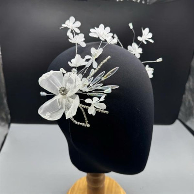 Cài tóc cô dâu hoa voan đính hoa nhí mới t9/2024