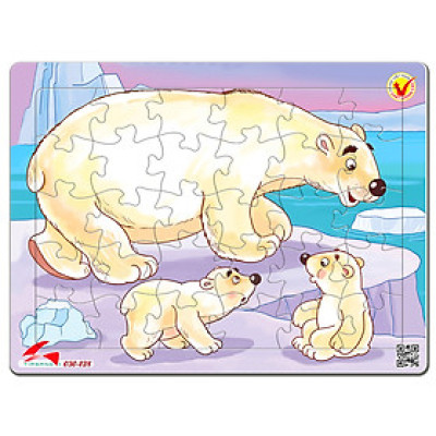 Xếp hình Tia Sáng  Gấu bắc cực (30 Mảnh Ghép) - Tặng kèm tranh tô màu cho bé