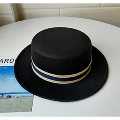 Mũ cao bồi nón phớt cowboy nam nữ nỉ đẹp vành phẳng màu đen thời trang Korea dona22031701