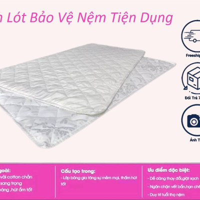 Tấm Lót Bảo Vệ Nệm Có Thun Chằn 4 Góc [Đủ Size]