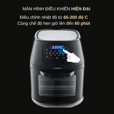 Nồi Chiên Không Dầu SHIMONO SM-AF806T 8L 1500W Cao Cấp Tiêu Chuẩn FDA Hoa Kỳ, LFGB Đức Tặng Kèm Trọn Bộ 9 Phụ Kiện Hàng Chính Hãng