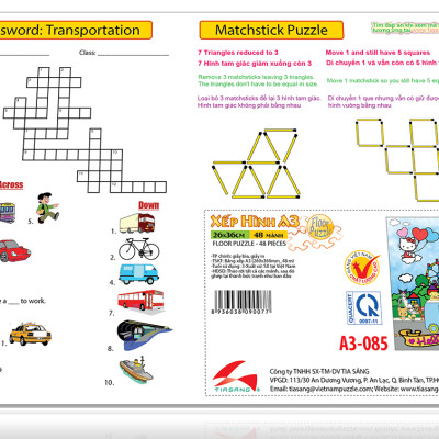 Xếp hình Tia Sáng Hello Kitty  (48 Mảnh Ghép) - Tặng kèm câu đố mặt sau cho bé