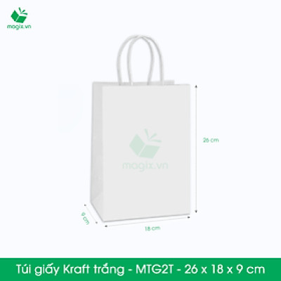 MTG2 MTG2T - 26x18x9 cm - Combo 200 túi giấy Kraft Nhật cao cấp