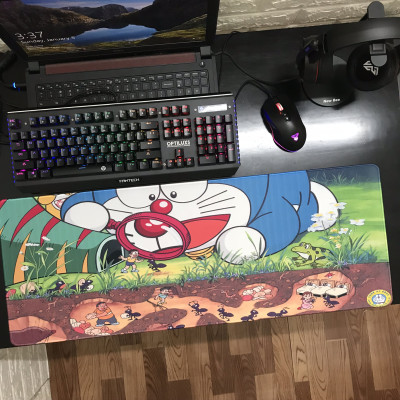 Miếng Lót Chuột, Bàn Di Chuột, mouse padDoraemon cỡ lớn (80x30x0.3) hàng nhập khẩu