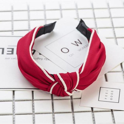 Bờm cài tóc turban nữ BN33B bản to màu đỏ viên trắng