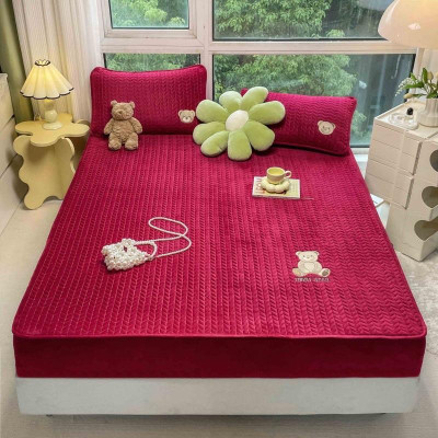 Set ga gối nỉ gấu trần xương cá mềm mịn bọc nệm dưới 30cm