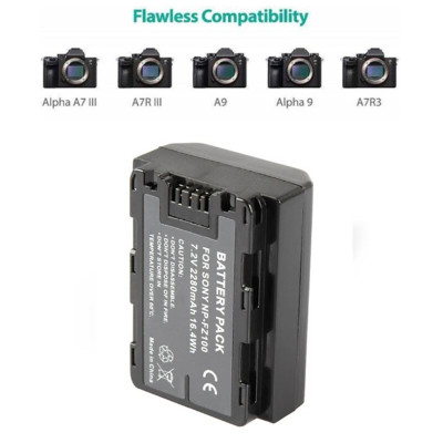 ROGTZ - Pin Li-ion NP-FZ100 7.2V 2280mAh Cho Máy Ảnh Sony FX3, FX30, A1, A9, A9 II, A7R III, A7S III, A7 III, A7 IV, A6600, A7C Dung lượng cao, Sạc nhiều lần không giảm hiệu suất, Ổn định, An toàn - Hàng Chính Hãng