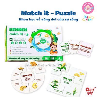Kennen Match it - Puzzle học chữ và đánh vần Tiếng Việt 5in1 và học các Kỹ năng sống, Vòng đời của sự sống - Dành cho bé từ 3 tuổi