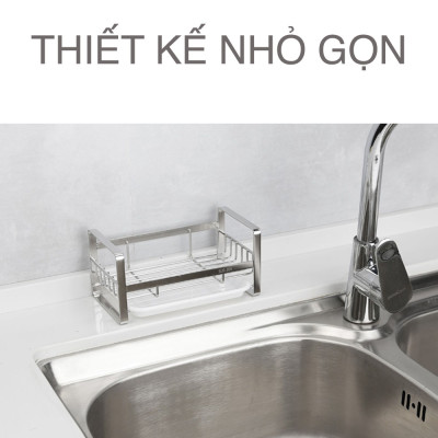 Kệ để đồ rửa bát có khay nhựa dán tường inox 304 Hobby Home Decor KRC1