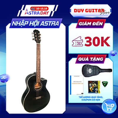 Đàn guitar acoustic DGKRO-012 dáng A khuyết màu đẹp âm thanh tốt có ty chống cong cần dành cho bạn mới tập