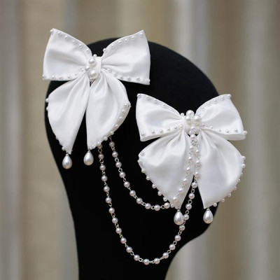 Bộ cài tóc cô dâu đôi nơ dây hạt trai Giangpkc 6-2022SP2221281