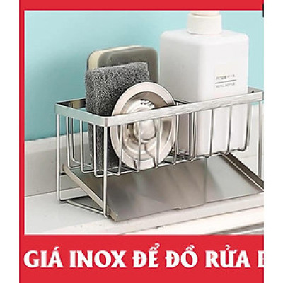Kệ 2 Ngăn Để Bồn Rửa Chén Có Khay Hứng Giỏ Để Rẻ Rửa Bát Có Khay Hứng Nghiêng Chống Đọng Nước Tiện Lợi