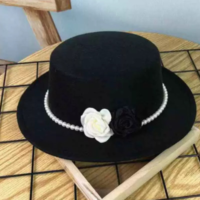 Nón cao bồi vành bằng mũ rộng vành nỉ dạ phối 2 hoa đen trắng đai ngọc trai nhân tạo thời trang Hàn Quốc Nón đi biển mũ vành nhỏ thoáng mát thời trang du lịch dã ngoại #mudibien #muphot #noncaoboi #nonrongvanh #noncaoboi