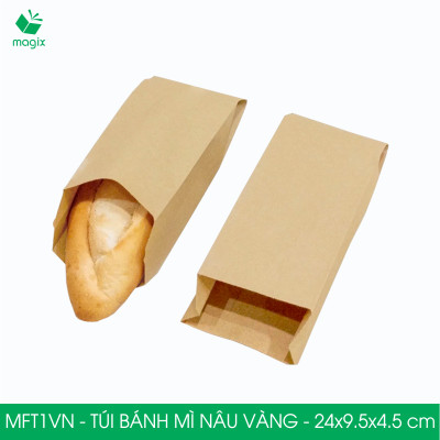 MFT1VN - 24x9.5x4.5 cm - 100 Túi giấy bánh mì vàng nâu