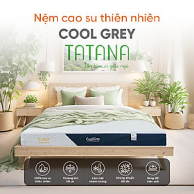 Nệm cao su thiên nhiên than hoạt tính Tatana Cool Grey, Kháng khuẩn khử mùi, nâng đỡ cơ thể, hỗ trợ giảm đau cột sống - Bảo hành 10 năm .