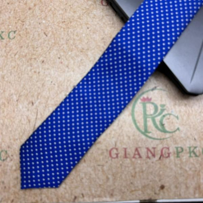 Cà vạt nam mẫu thắt sẵn dây kéo bản nhỏ 6cm mẫu xanh bích chấm trắng