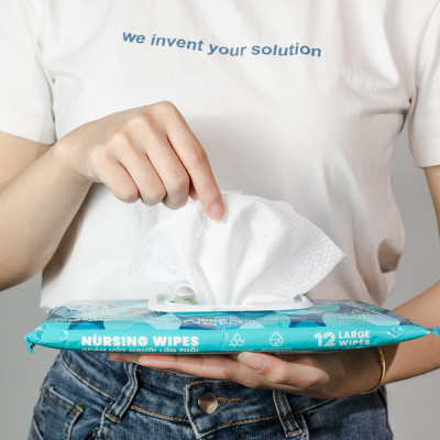 Khăn giấy ướt vệ sinh cơ thể NursingWipes gói 12 khăn size lớn 30x20cm hương trà xanh lau người lớn tuổi, người bệnh, người đi phượt dùng 1 lần