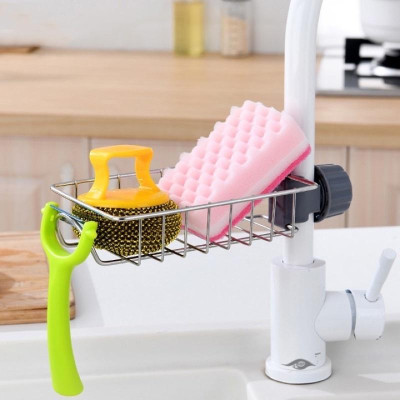 Giá Inox Gắn Vòi Nước Cho Khu Bếp Hiện Đại, Giá Để Đồ Như Giẻ Rửa Bát, Chén Đĩa và Miếng Cọ Nồi, Xoong, Chắc Chắn, Tiện Dụng. TakyHome 4008