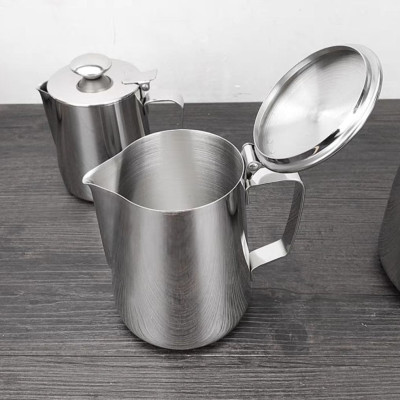 CA INOX 304 CA ĐÁNH SỮA CÓ NẮP ĐẬY NHIỀU SIZE CAO CẤP MILK PITCHER INOX 304