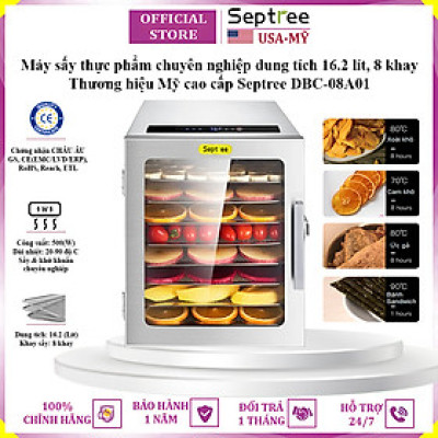Máy sấy thực phẩm 8 khay thương hiệu Mỹ Septree DBC-08A01 công suất 500W - Hàng nhập khẩu