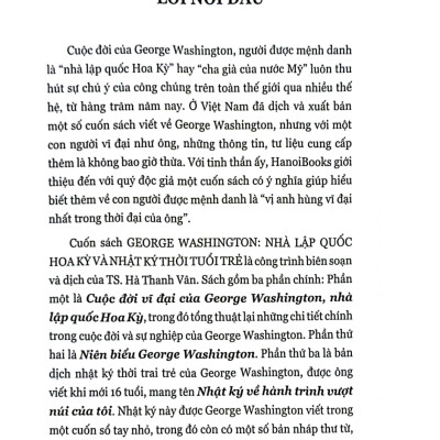 George Washington - Nhà Lập Quốc Hoa Kỳ Và Nhật Ký Thời Tuổi Trẻ (HNB)