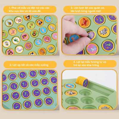 Trò Chơi Bảng Lật Để Bàn Tập Trung Mẫu Huấn Luyện Trí Nhớ Cho Bé