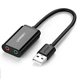 Ugreen UG30724US205TK 15CM màu Đen Bộ chuyển USB 2.0 sang Loa + MIC chuẩn 3.5mm - HÀNG CHÍNH HÃNG